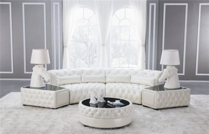 Roma modern Chesterfield kanapé fehér