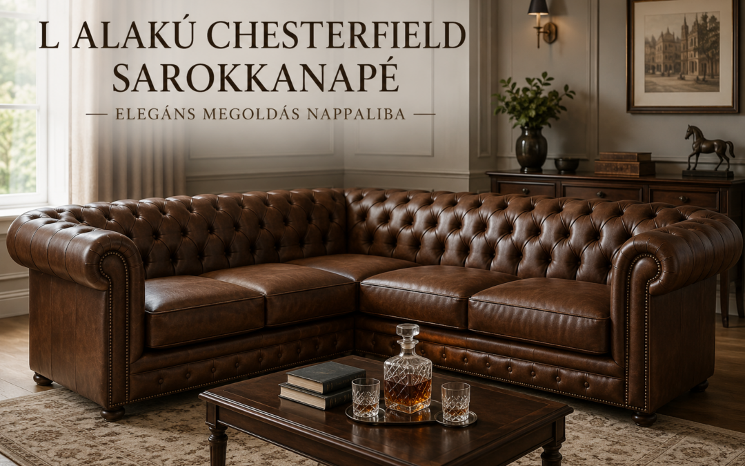 L alakú Chesterfield sarokkanapé – Elegáns megoldás nappaliba